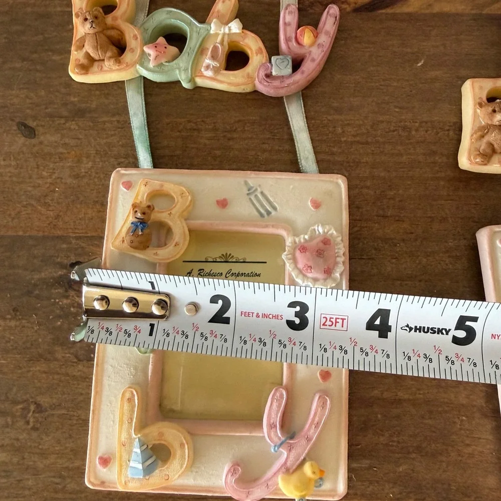 3pc Lot A Richesco Corp Baby Photo Frame Set 3D Resin Pastel Nursery Decor